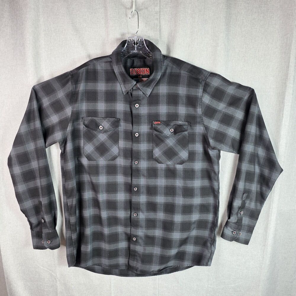 Dixxon Cleetus McFarland Flannel Shirt Mens 2XLT Gray Black Plaid D-Tech Button